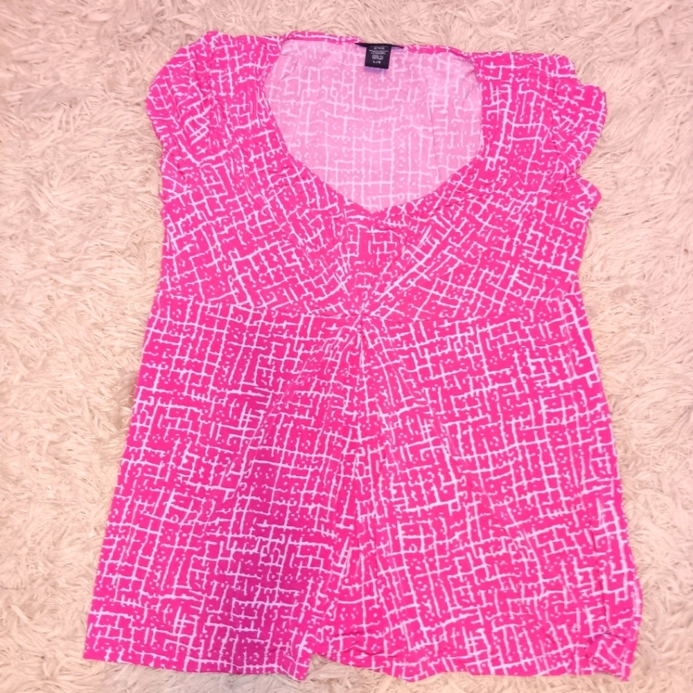 Apostrophe Woman Blouse Pink & White Size Large